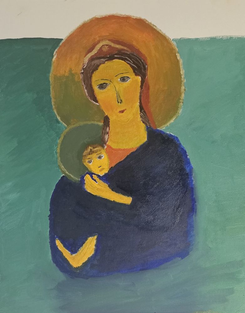 Mother Mary - Icon of Our Lady of Unfailing Hope, Oil, artist: R. P. Siepak, artist username: siepak, produced: April 2025, acquired by: Mrs. Malgosia, location: Poland, as: Transaction, size: 40x50 cm