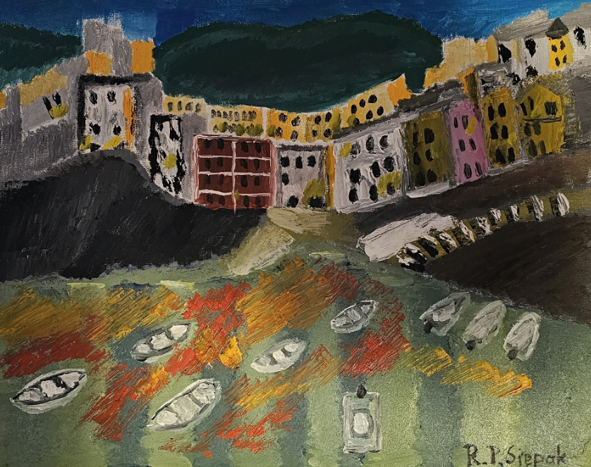 Riomaggiore, Oil, artist: R. P. Siepak, artist username: siepak, produced: August 2024, acquired by: Maciej, location: Poland, as: Transaction, size: 50x40 cm