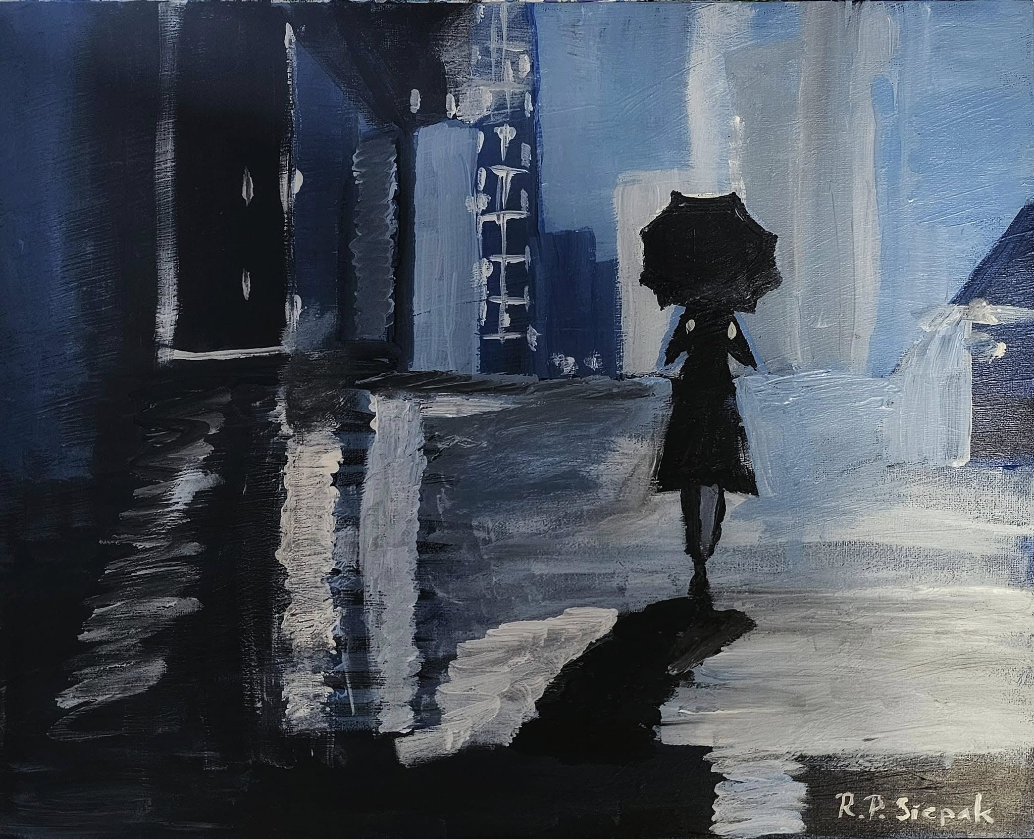 Raining Woman, Acrylic, artist: R. P. Siepak, artist username: siepak, produced: June 2024, acquired by: Alicja, location: Poland, as: Transaction, size: 50x40 cm, inspired by: Joni Young