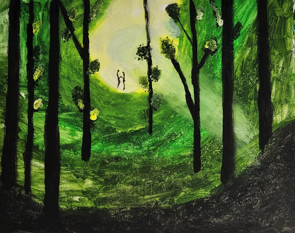 Secret Garden: Proposal, Acrylic, artist: R. P. Siepak, artist username: siepak, produced: June 2024, acquired by: Gosia, location: Poland, as: Gift, size: 50x40 cm, inspired by: Jay Lee
