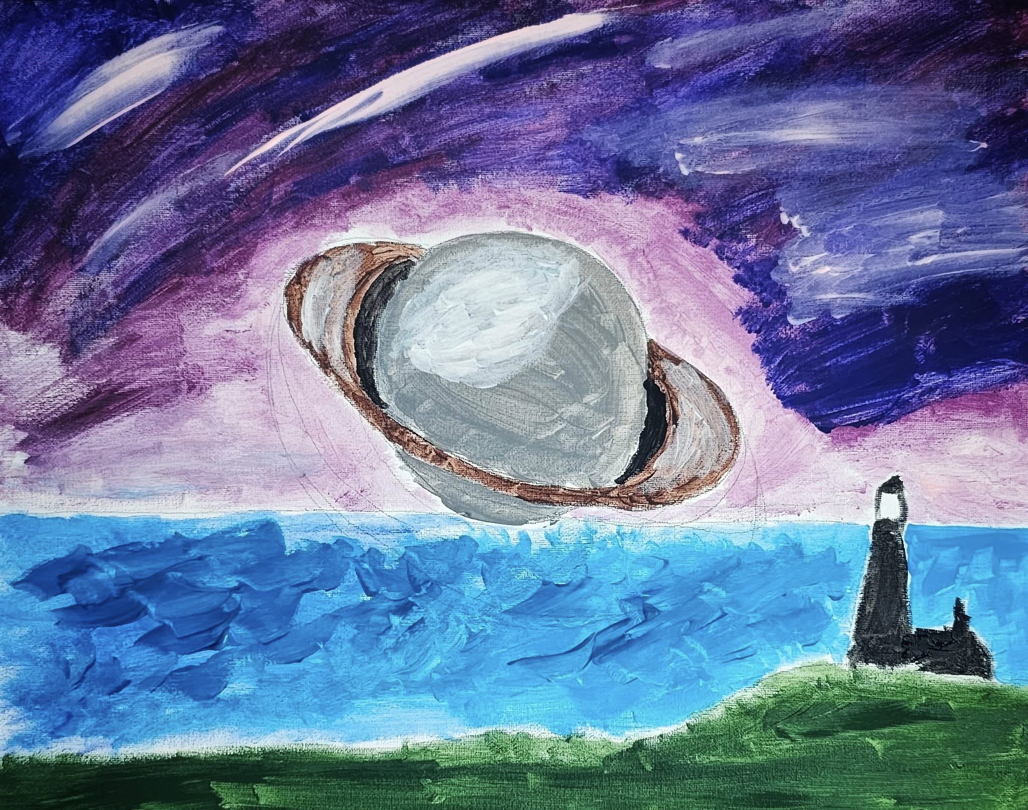 Saturn, Acrylic, artist: R. P. Siepak, artist username: siepak, produced: June 2024, acquired by: Janusz, location: Poland, as: Gift, size: 50x40 cm