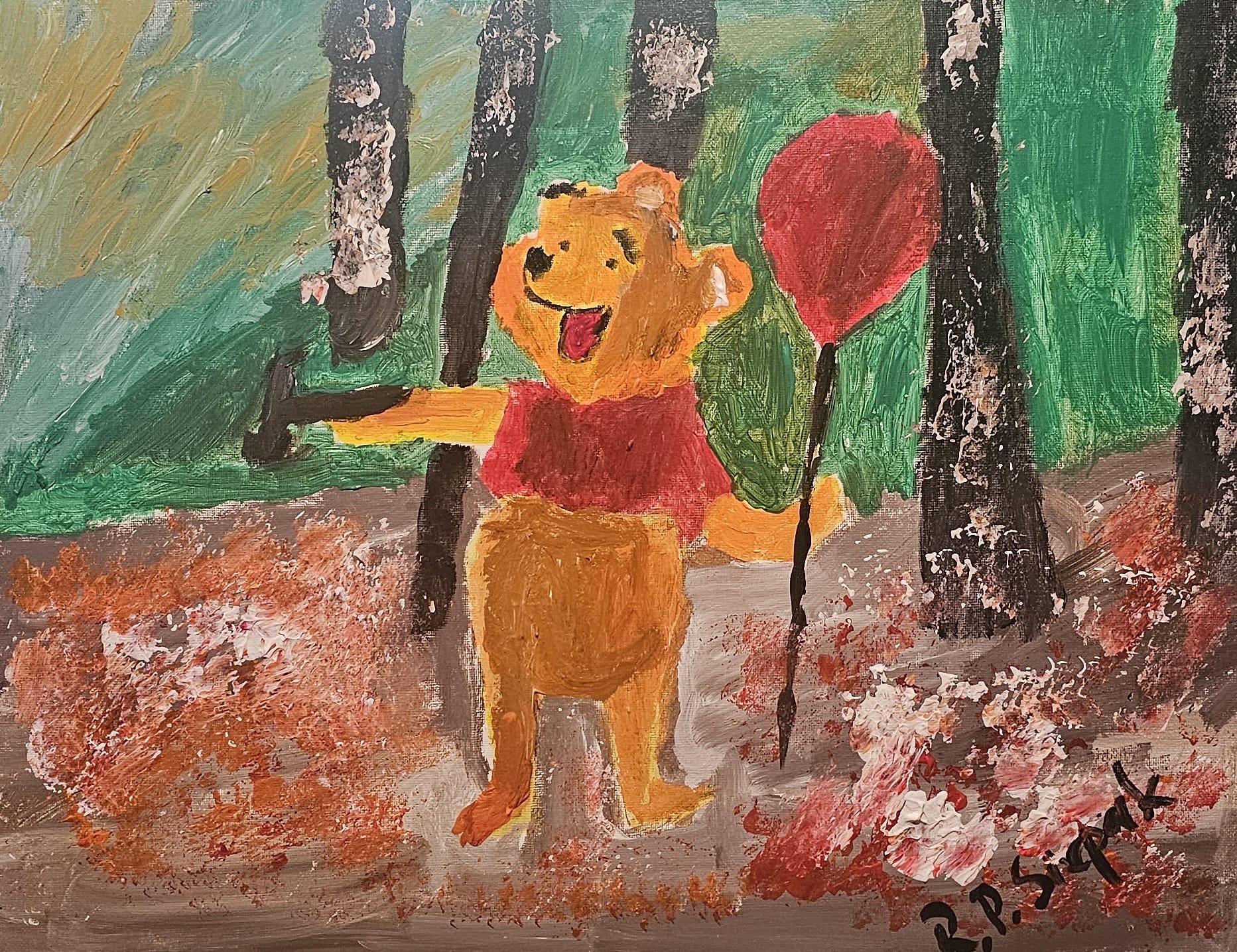 Pooh, Acrylic, artist: R. P. Siepak, artist username: siepak, produced: October 2025, acquired by: Seweryn, as: Gift, size: 50x40 cm