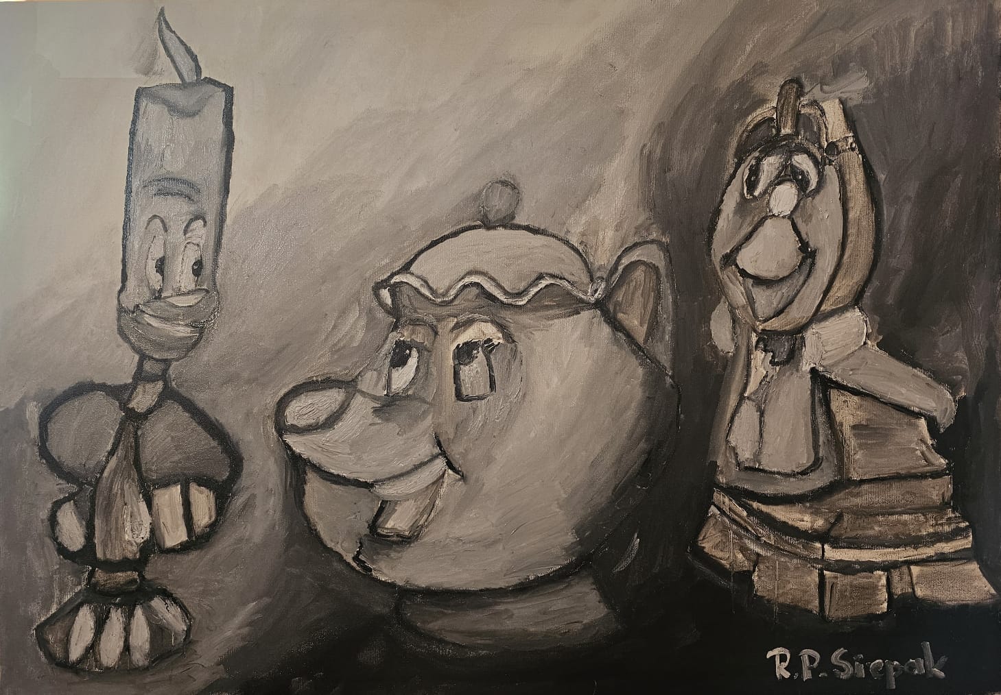 Beauty and the Beast , Oil, artist: R. P. Siepak, artist username: siepak, produced: October 2025, as: Reserved/Not for Sale, size: 100x70 cm, inspired by: Disney