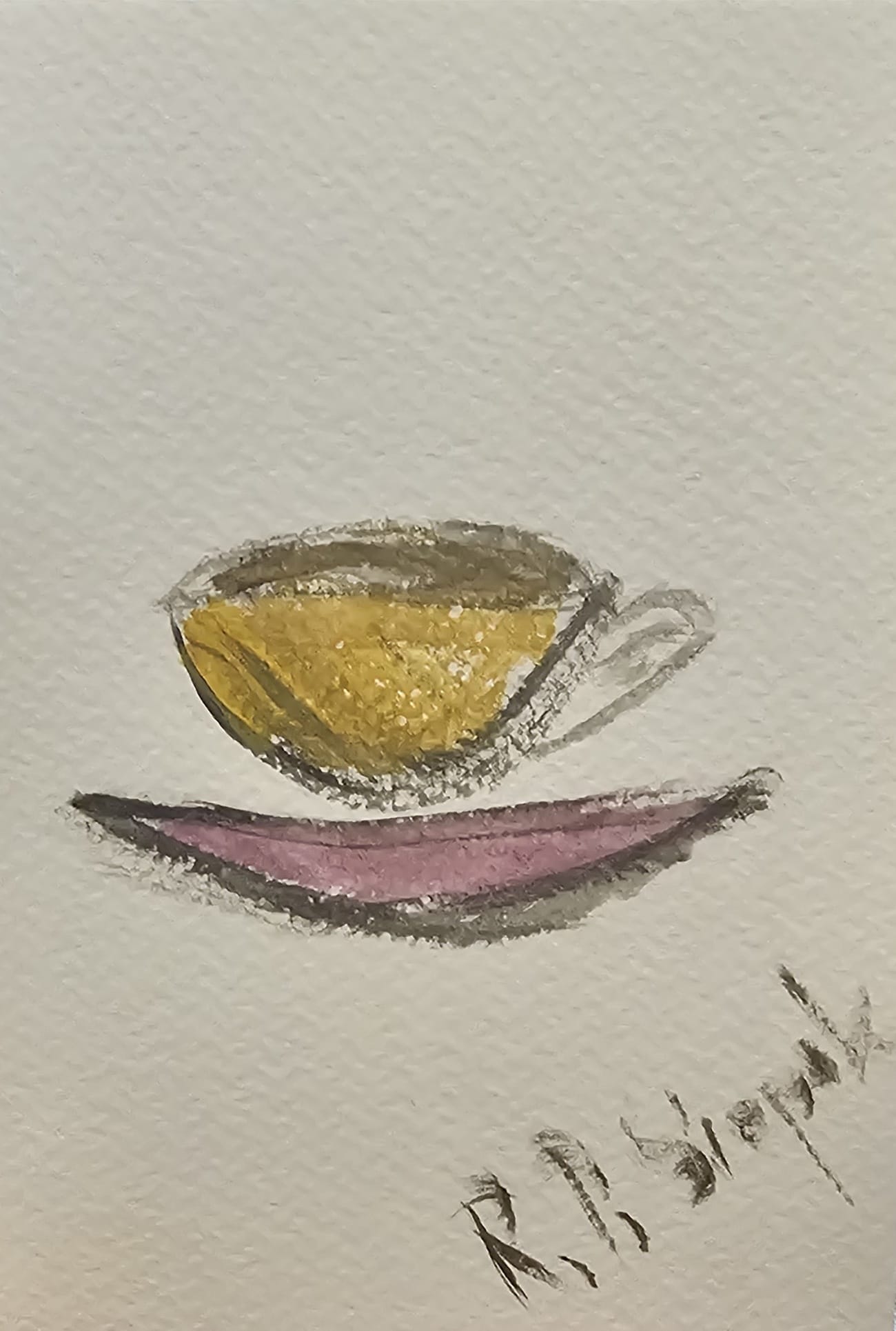 Coffee, Tea or Water?, Watercolor, artist: R. P. Siepak, artist username: siepak, produced: April 2025, acquired by: Anna, location: Poland, as: Gift, size: 10x15 cm